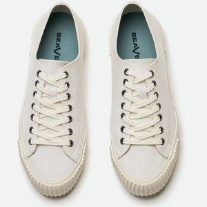 SeaVees Darby White Slub Linen Sneakers